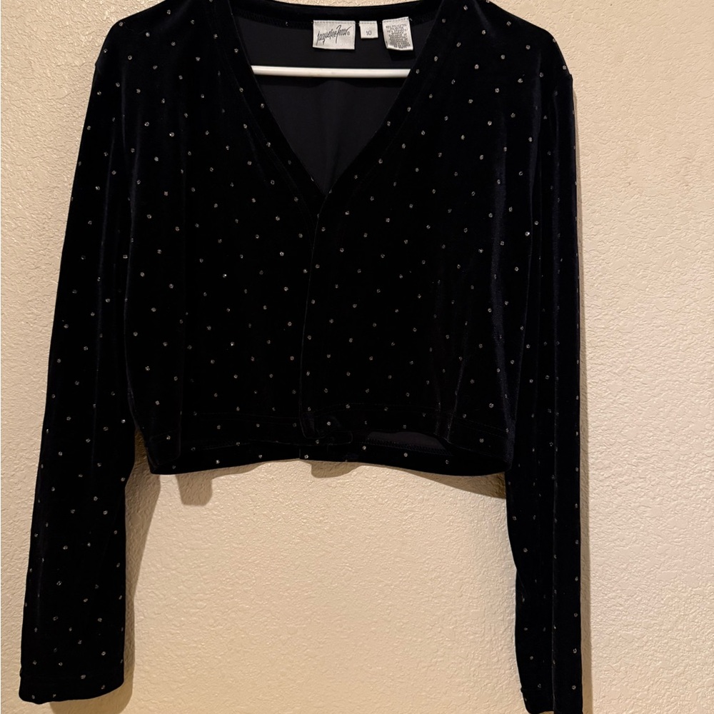 Jacqueline Ferrar Black Velvet Jacket with Silver Dots